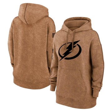 Women's Tampa Bay Lightning 2023 Salute to Service Pullover Hoodie - Brown