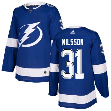 Authentic Adidas Men's Anders Nilsson Tampa Bay Lightning Home Jersey - Blue