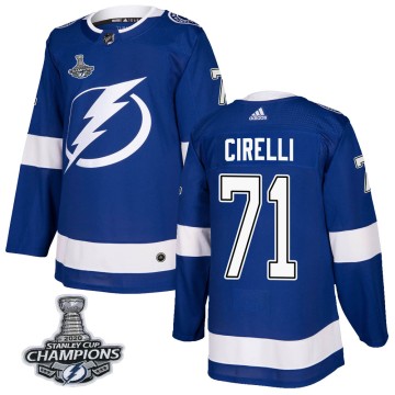 Authentic Adidas Men's Anthony Cirelli Tampa Bay Lightning Home 2020 Stanley Cup Champions Jersey - Blue