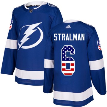 Authentic Adidas Men's Anton Stralman Tampa Bay Lightning USA Flag Fashion Jersey - Blue