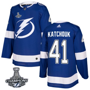 Authentic Adidas Men's Boris Katchouk Tampa Bay Lightning Home 2020 Stanley Cup Champions Jersey - Blue