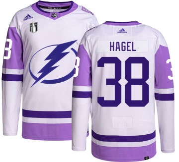 Authentic Adidas Men's Brandon Hagel Tampa Bay Lightning Hockey Fights Cancer 2022 Stanley Cup Final Jersey -
