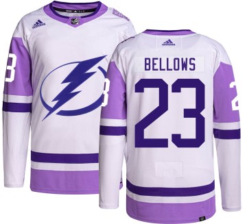 Authentic Adidas Men's Brian Bellows Tampa Bay Lightning Hockey Fights Cancer Jersey -
