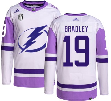 Authentic Adidas Men's Brian Bradley Tampa Bay Lightning Hockey Fights Cancer 2022 Stanley Cup Final Jersey -