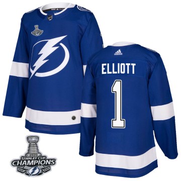 Authentic Adidas Men's Brian Elliott Tampa Bay Lightning Home 2020 Stanley Cup Champions Jersey - Blue