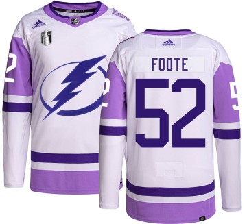 Authentic Adidas Men's Cal Foote Tampa Bay Lightning Hockey Fights Cancer 2022 Stanley Cup Final Jersey -