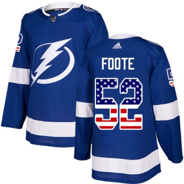 Authentic Adidas Men's Callan Foote Tampa Bay Lightning USA Flag Fashion Jersey - Blue