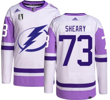 Authentic Adidas Men's Conor Sheary Tampa Bay Lightning Hockey Fights Cancer 2022 Stanley Cup Final Jersey -