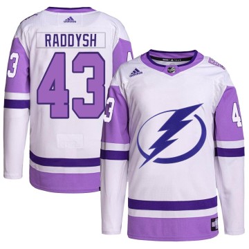Authentic Adidas Men's Darren Raddysh Tampa Bay Lightning Hockey Fights Cancer Primegreen Jersey - White/Purple