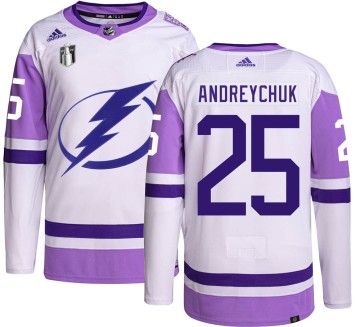 Authentic Adidas Men's Dave Andreychuk Tampa Bay Lightning Hockey Fights Cancer 2022 Stanley Cup Final Jersey -