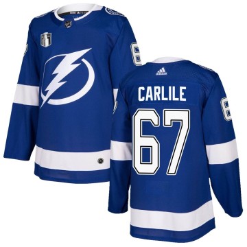 Authentic Adidas Men's Declan Carlile Tampa Bay Lightning Home 2022 Stanley Cup Final Jersey - Blue