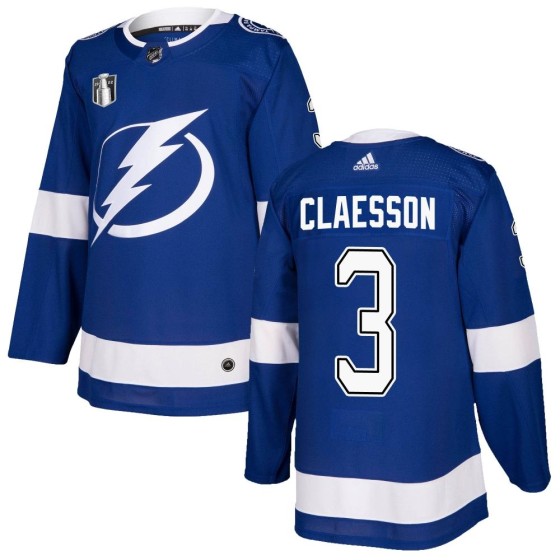 Authentic Adidas Men's Fredrik Claesson Tampa Bay Lightning Home 2022 Stanley Cup Final Jersey - Blue