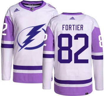 Authentic Adidas Men's Gabriel Fortier Tampa Bay Lightning Hockey Fights Cancer Jersey -