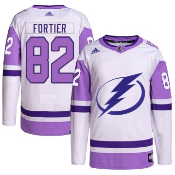 Authentic Adidas Men's Gabriel Fortier Tampa Bay Lightning Hockey Fights Cancer Primegreen 2022 Stanley Cup Final Jersey - White