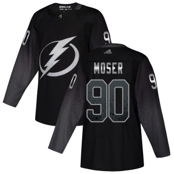 Authentic Adidas Men's Janis Moser Tampa Bay Lightning Alternate Jersey - Black