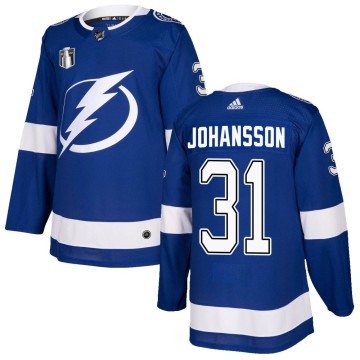 Authentic Adidas Men's Jonas Johansson Tampa Bay Lightning Home 2022 Stanley Cup Final Jersey - Blue