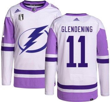 Authentic Adidas Men's Luke Glendening Tampa Bay Lightning Hockey Fights Cancer 2022 Stanley Cup Final Jersey -