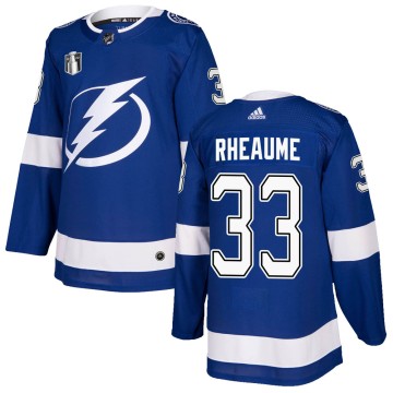 Authentic Adidas Men's Manon Rheaume Tampa Bay Lightning Home 2022 Stanley Cup Final Jersey - Blue