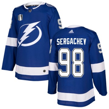 Authentic Adidas Men's Mikhail Sergachev Tampa Bay Lightning Home 2022 Stanley Cup Final Jersey - Blue