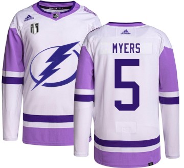 Authentic Adidas Men's Philippe Myers Tampa Bay Lightning Hockey Fights Cancer 2022 Stanley Cup Final Jersey -