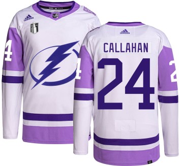 Authentic Adidas Men's Ryan Callahan Tampa Bay Lightning Hockey Fights Cancer 2022 Stanley Cup Final Jersey -