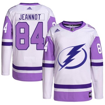 Authentic Adidas Men's Tanner Jeannot Tampa Bay Lightning Hockey Fights Cancer Primegreen 2022 Stanley Cup Final Jersey - White/