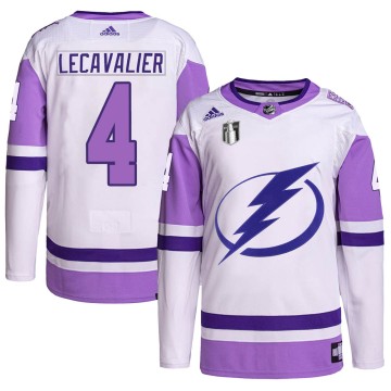Authentic Adidas Men's Vincent Lecavalier Tampa Bay Lightning Hockey Fights Cancer Primegreen 2022 Stanley Cup Final Jersey - Wh