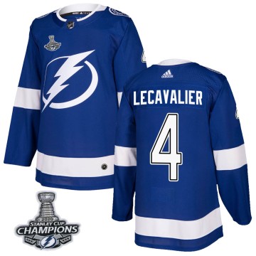 Authentic Adidas Men's Vincent Lecavalier Tampa Bay Lightning Home 2020 Stanley Cup Champions Jersey - Blue