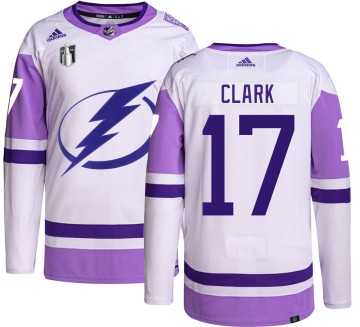 Authentic Adidas Men's Wendel Clark Tampa Bay Lightning Hockey Fights Cancer 2022 Stanley Cup Final Jersey -