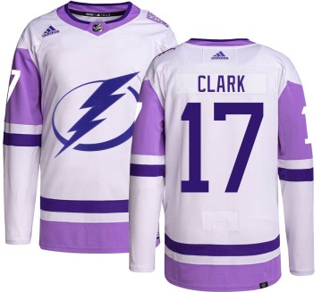 Authentic Adidas Men's Wendel Clark Tampa Bay Lightning Hockey Fights Cancer Jersey -