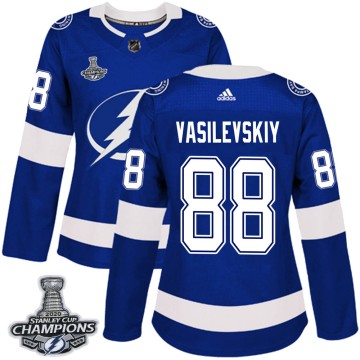 Authentic Adidas Women's Andrei Vasilevskiy Tampa Bay Lightning Home 2020 Stanley Cup Champions Jersey - Blue