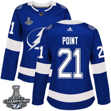 Authentic Adidas Women's Brayden Point Tampa Bay Lightning Home 2020 Stanley Cup Champions Jersey - Blue
