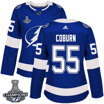 Authentic Adidas Women's Braydon Coburn Tampa Bay Lightning Home 2020 Stanley Cup Champions Jersey - Blue