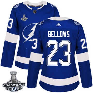 Authentic Adidas Women's Brian Bellows Tampa Bay Lightning Home 2020 Stanley Cup Champions Jersey - Blue