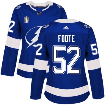 Authentic Adidas Women's Cal Foote Tampa Bay Lightning Home 2022 Stanley Cup Final Jersey - Blue