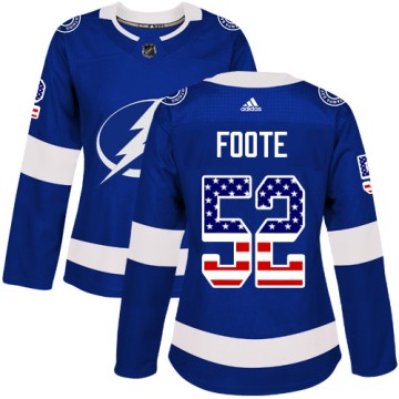 Authentic Adidas Women's Callan Foote Tampa Bay Lightning USA Flag Fashion Jersey - Blue