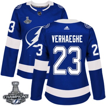 Authentic Adidas Women's Carter Verhaeghe Tampa Bay Lightning Home 2020 Stanley Cup Champions Jersey - Blue