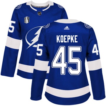 Authentic Adidas Women's Cole Koepke Tampa Bay Lightning Home 2022 Stanley Cup Final Jersey - Blue