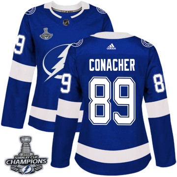 Authentic Adidas Women's Cory Conacher Tampa Bay Lightning Home 2020 Stanley Cup Champions Jersey - Blue