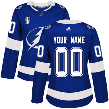 Authentic Adidas Women's Custom Tampa Bay Lightning Custom Home 2022 Stanley Cup Final Jersey - Blue