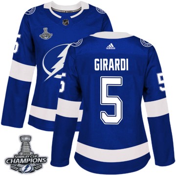 Authentic Adidas Women's Dan Girardi Tampa Bay Lightning Home 2020 Stanley Cup Champions Jersey - Blue