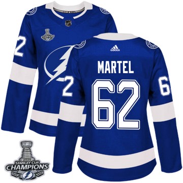 Authentic Adidas Women's Danick Martel Tampa Bay Lightning Home 2020 Stanley Cup Champions Jersey - Blue