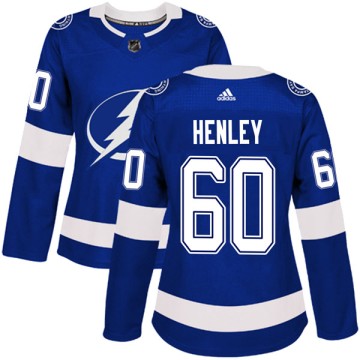 Authentic Adidas Women's David Henley Tampa Bay Lightning Home Jersey - Blue