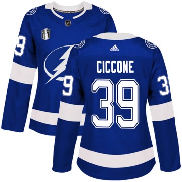 Authentic Adidas Women's Enrico Ciccone Tampa Bay Lightning Home 2022 Stanley Cup Final Jersey - Blue