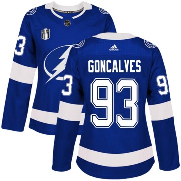 Authentic Adidas Women's Gage Goncalves Tampa Bay Lightning Home 2022 Stanley Cup Final Jersey - Blue