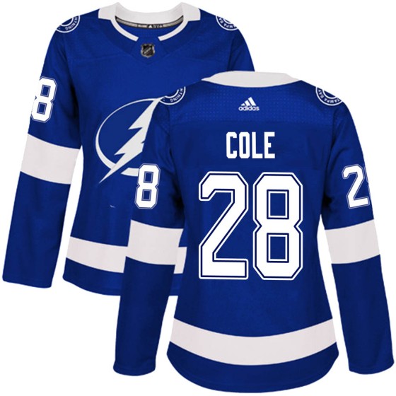 Authentic Adidas Women's Ian Cole Tampa Bay Lightning Home Jersey - Blue