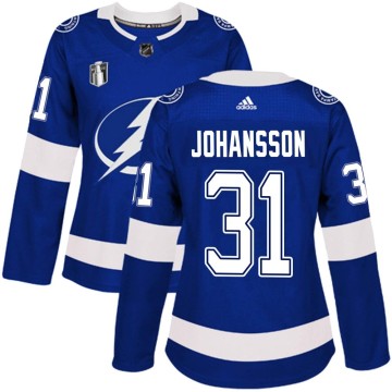 Authentic Adidas Women's Jonas Johansson Tampa Bay Lightning Home 2022 Stanley Cup Final Jersey - Blue