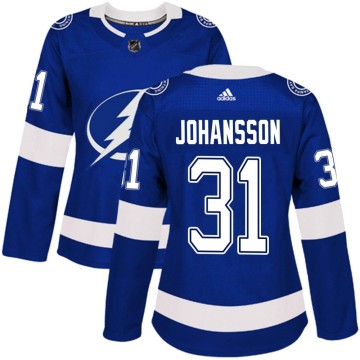 Authentic Adidas Women's Jonas Johansson Tampa Bay Lightning Home Jersey - Blue