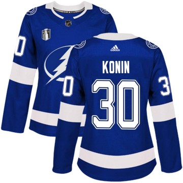 Authentic Adidas Women's Kyle Konin Tampa Bay Lightning Home 2022 Stanley Cup Final Jersey - Blue