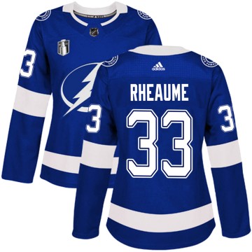 Authentic Adidas Women's Manon Rheaume Tampa Bay Lightning Home 2022 Stanley Cup Final Jersey - Blue